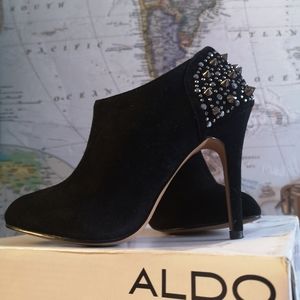 Aldo Black Studded Heel Booties